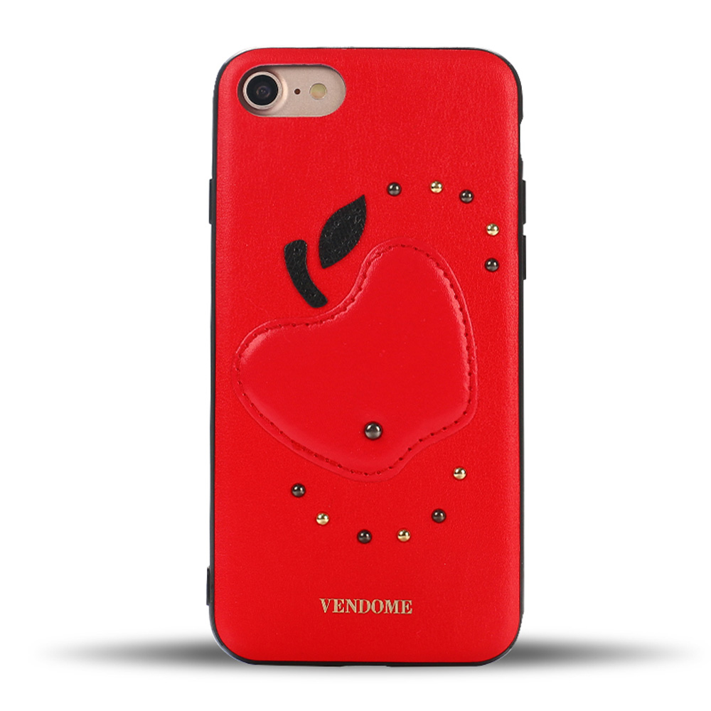 iPhone SE (2020) / 8 / 7 Apple Design Studs Armor PU LEATHER Case (Red)